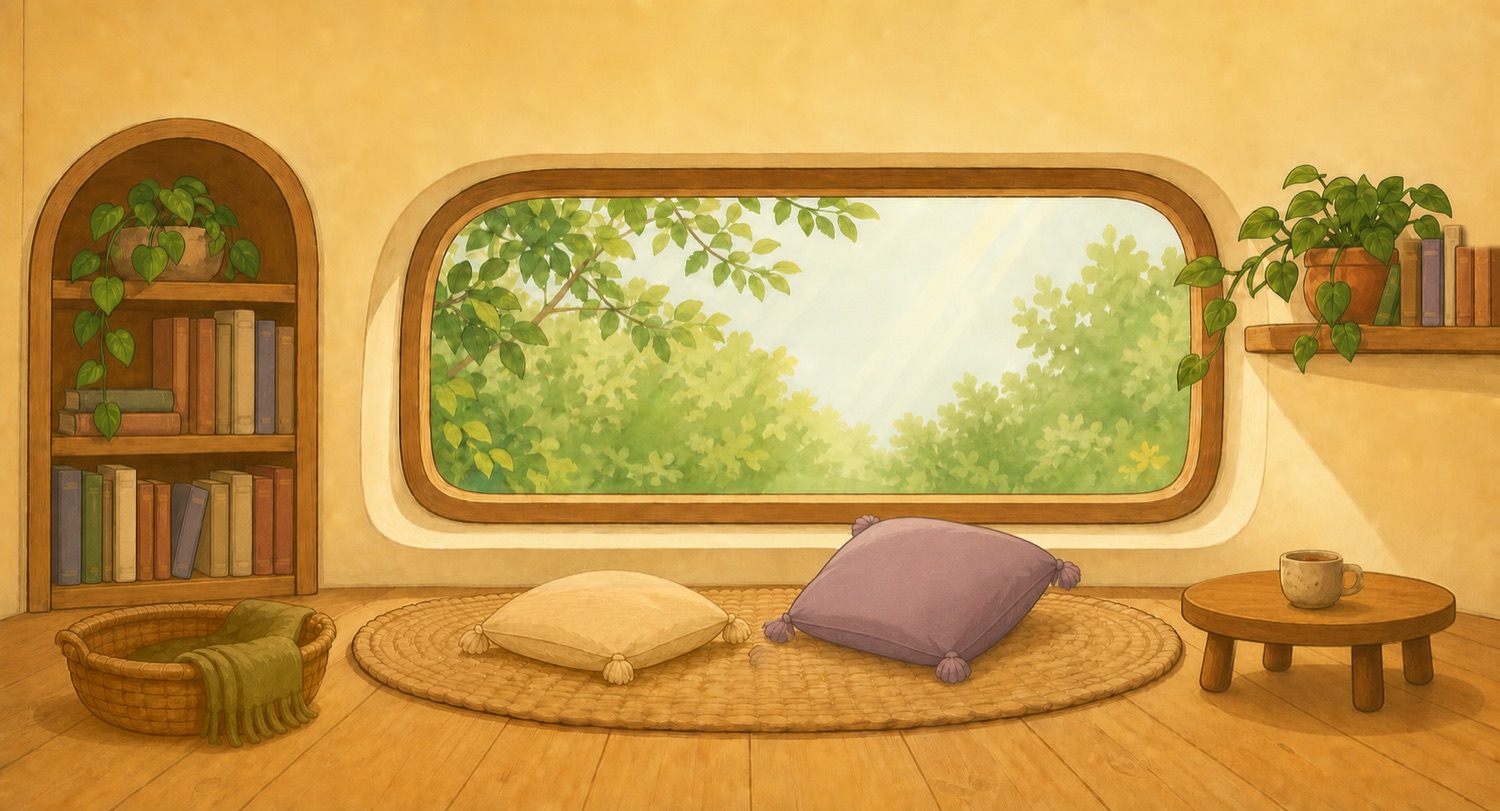A quiet room from Kobako, where Kapi lives